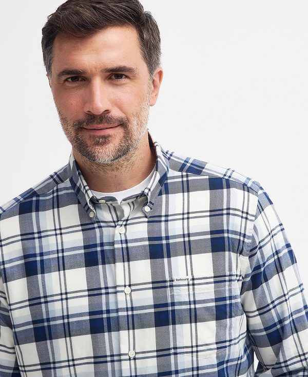 Barbour Falstone Tailored Long-sleeved Checked Shirt μπλε | BABO87723