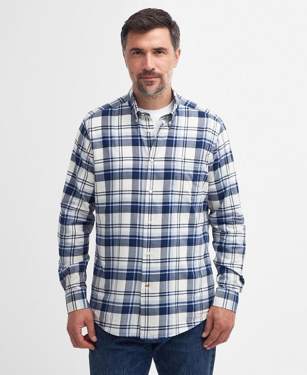 Barbour Falstone Tailored Long-sleeved Checked Shirt μπλε | BABO87723