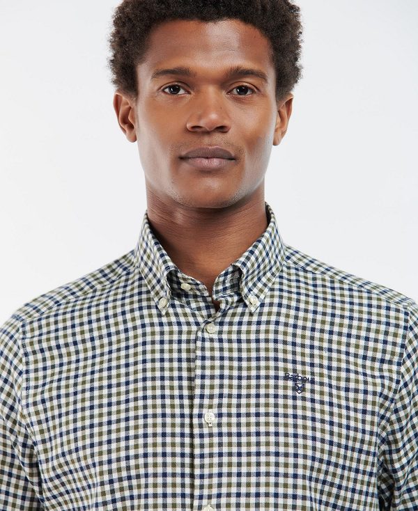 Barbour Finkle Tailored Fit Shirt Ελιά | BABO87870
