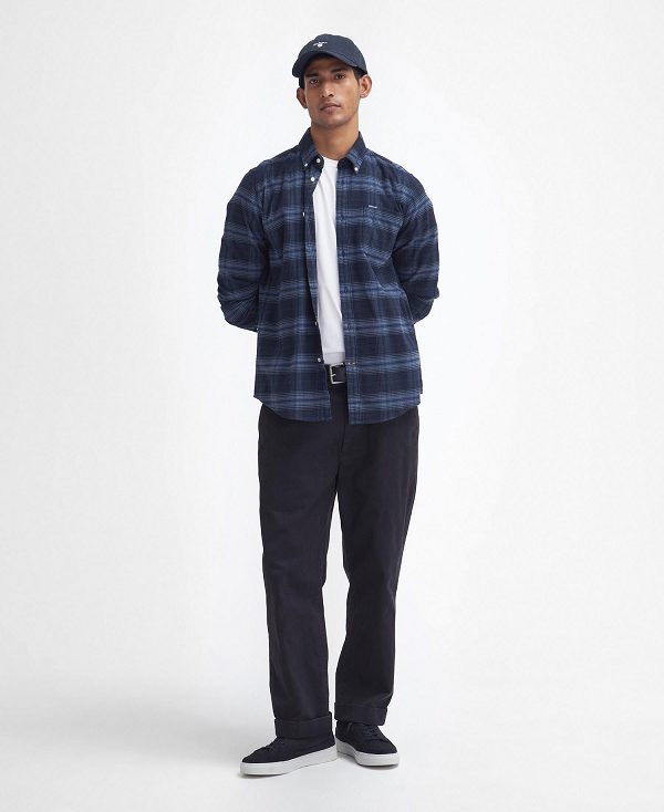 Barbour Forestfield Tailored Long Sleeved Shirt σκουρο μπλε | BABO87814