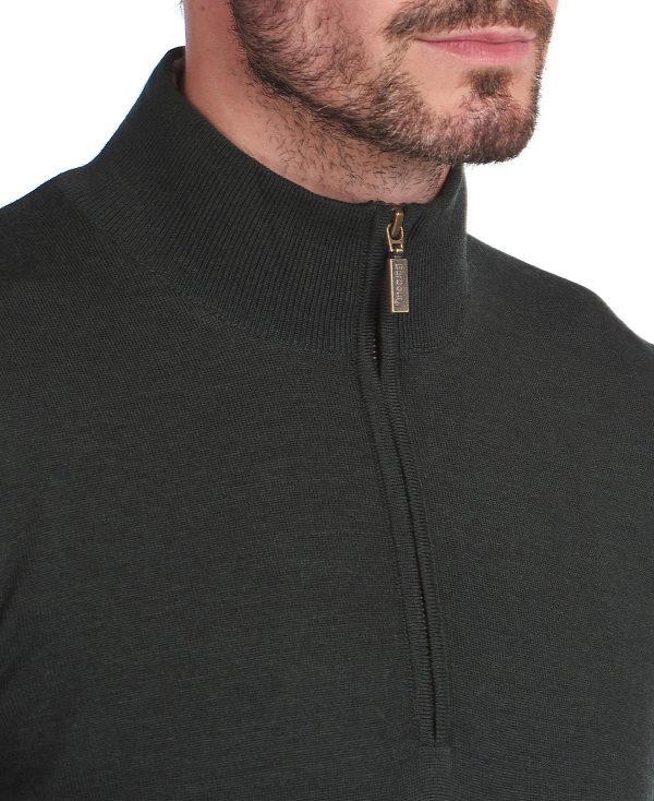 Barbour Gamlin Half Zip Jumper Ελιά | BABO88529