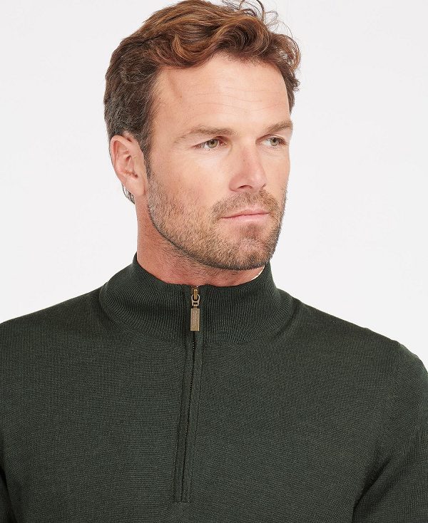 Barbour Gamlin Half Zip Jumper Ελιά | BABO88529