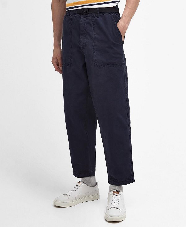 Barbour Grindle Straight-leg Trousers σκουρο μπλε | BABO88764