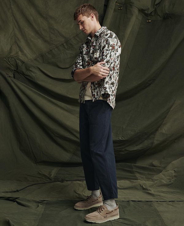 Barbour Grindle Straight-leg Trousers σκουρο μπλε | BABO88764