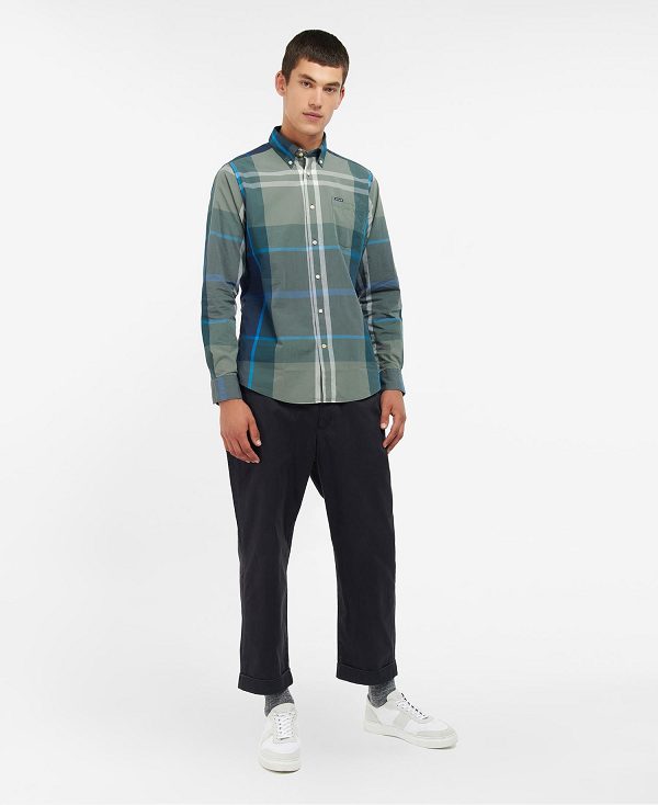 Barbour Harris Tailored Long-sleeved Shirt μπλε | BABO87616