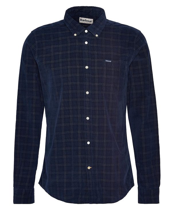 Barbour Harthill Tailored Long Sleeved Cord Shirt σκουρο μπλε | BABO87809
