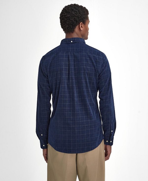 Barbour Harthill Tailored Long Sleeved Cord Shirt σκουρο μπλε | BABO87809