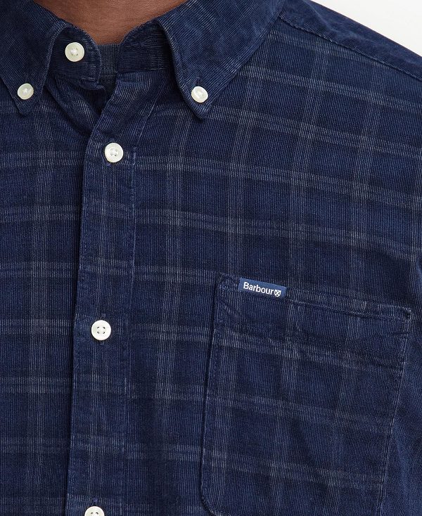 Barbour Harthill Tailored Long Sleeved Cord Shirt σκουρο μπλε | BABO87809
