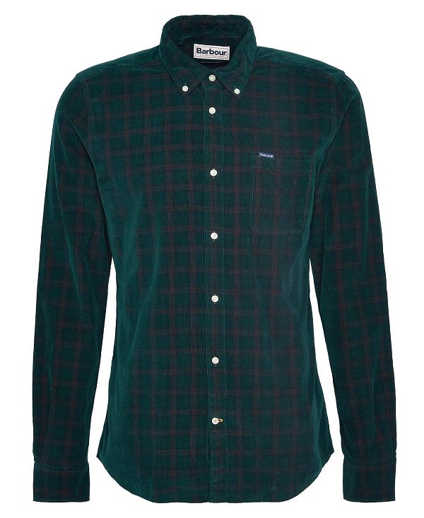 Barbour Harthill Tailored Long Sleeved Cord Shirt πρασινο | BABO87810