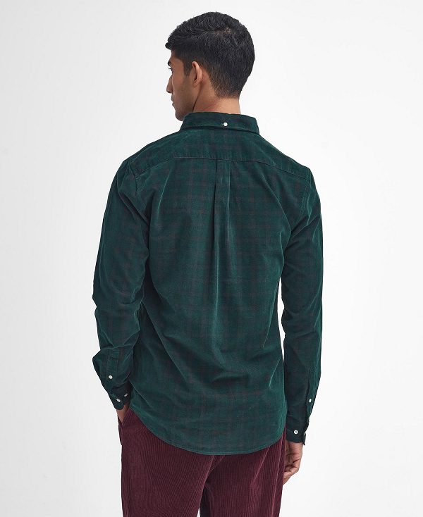 Barbour Harthill Tailored Long Sleeved Cord Shirt πρασινο | BABO87810