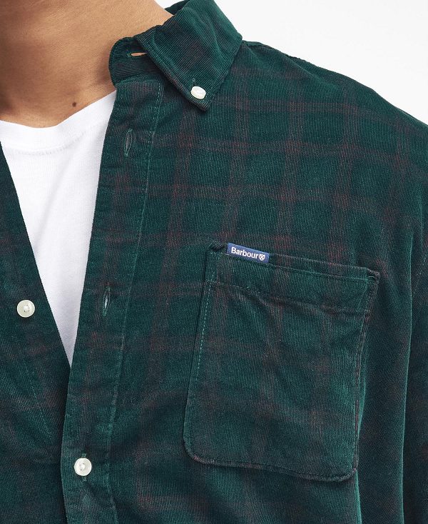 Barbour Harthill Tailored Long Sleeved Cord Shirt πρασινο | BABO87810
