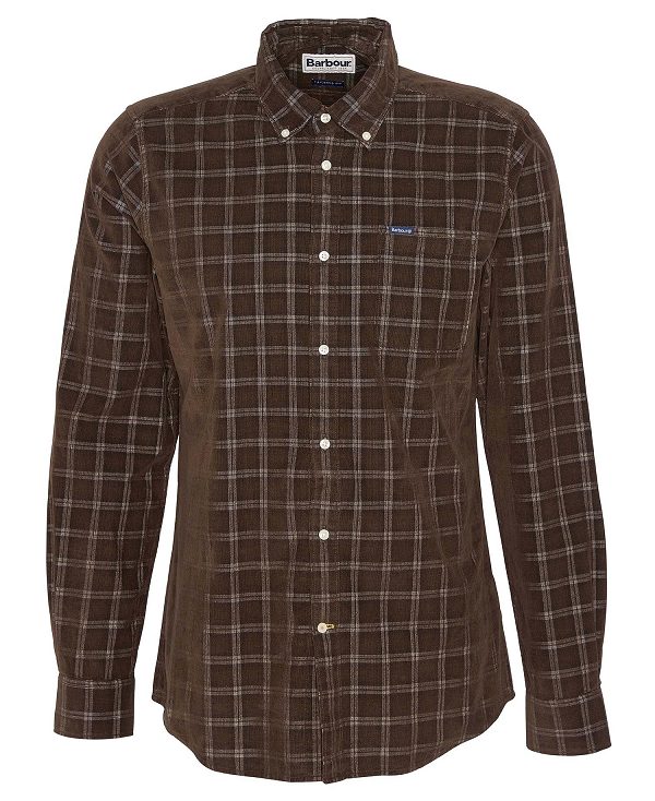 Barbour Harthill Tailored Long Sleeved Cord Shirt καφε | BABO87811