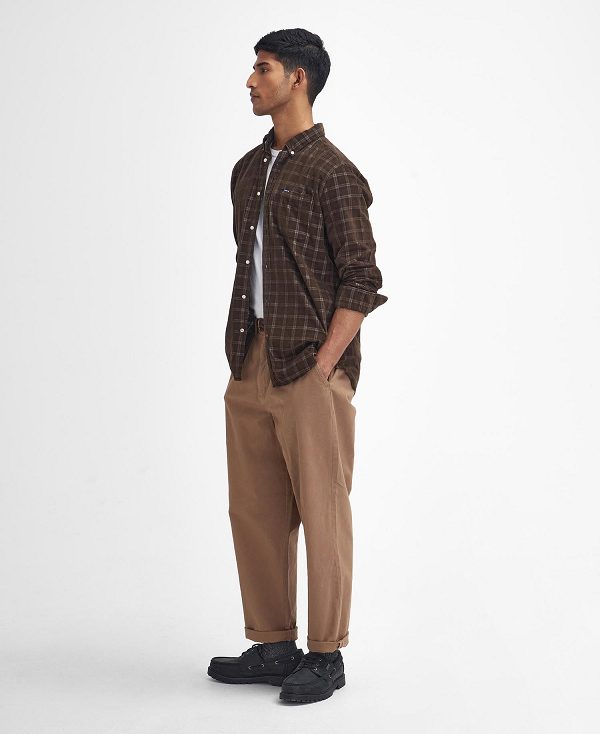 Barbour Harthill Tailored Long Sleeved Cord Shirt καφε | BABO87811