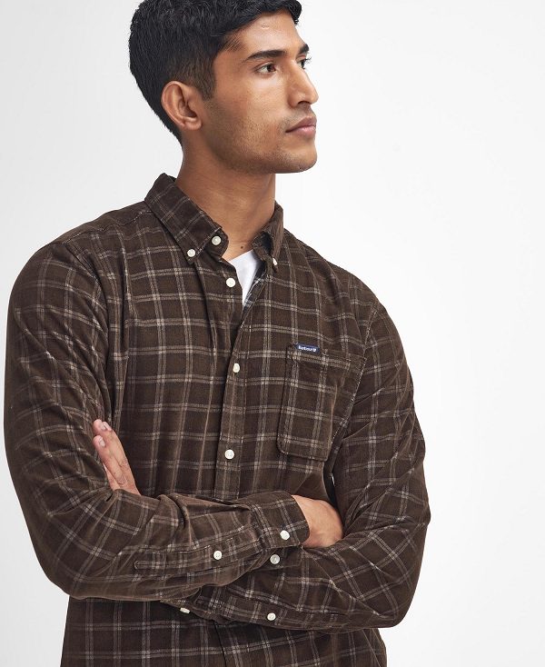 Barbour Harthill Tailored Long Sleeved Cord Shirt καφε | BABO87811