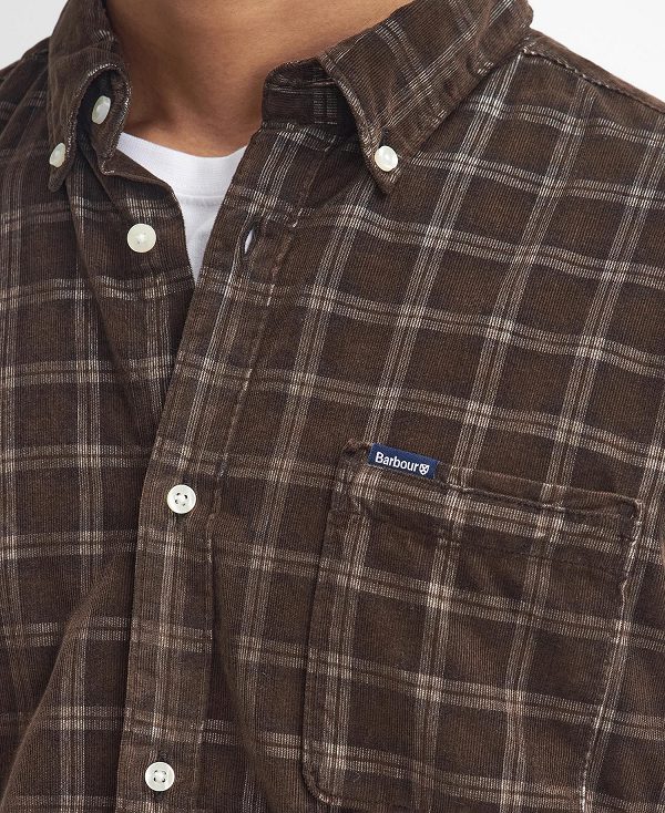 Barbour Harthill Tailored Long Sleeved Cord Shirt καφε | BABO87811