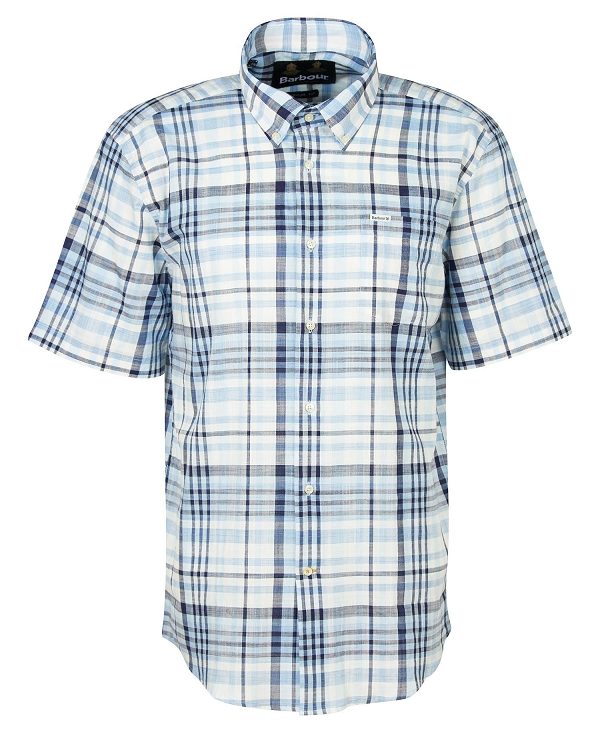 Barbour Hartley Regular Short-sleeved Checked Shirt μπλε | BABO87624