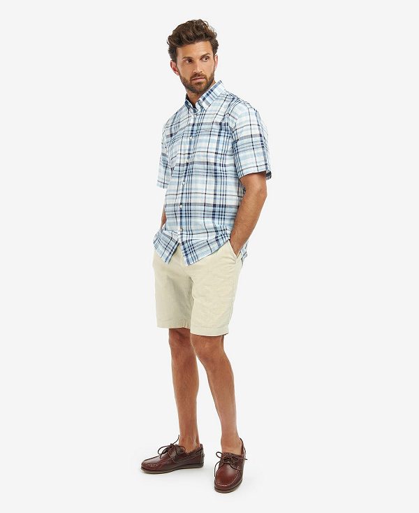 Barbour Hartley Regular Short-sleeved Checked Shirt μπλε | BABO87624