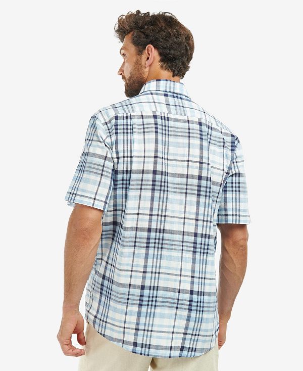 Barbour Hartley Regular Short-sleeved Checked Shirt μπλε | BABO87624