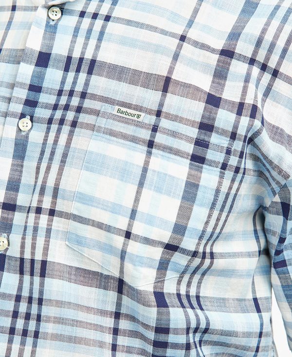 Barbour Hartley Regular Short-sleeved Checked Shirt μπλε | BABO87624