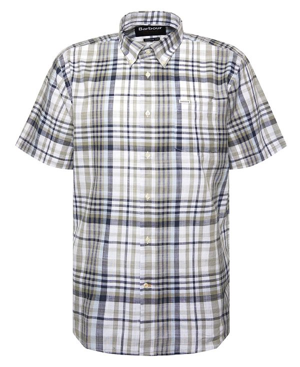 Barbour Hartley Regular Short-sleeved Checked Shirt Ελιά | BABO87731