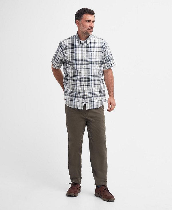 Barbour Hartley Regular Short-sleeved Checked Shirt Ελιά | BABO87731