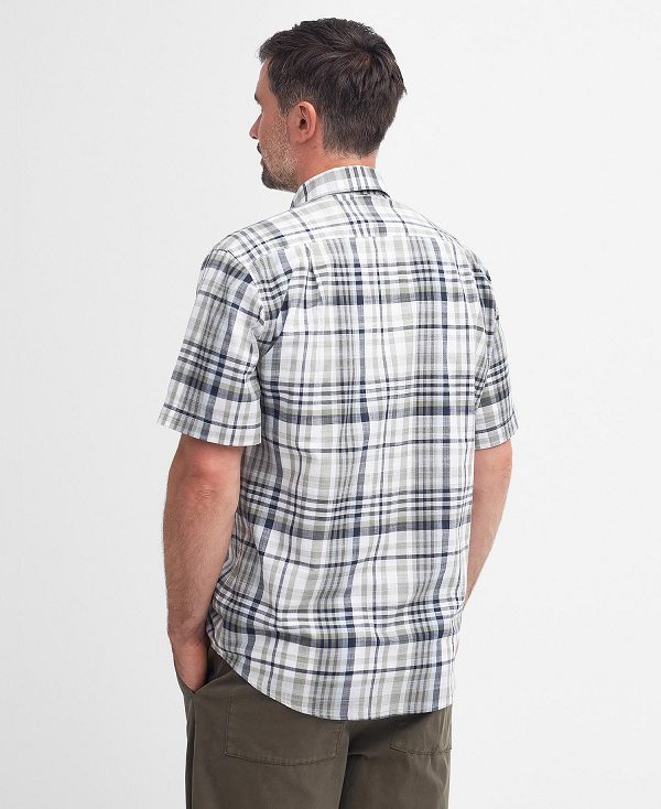 Barbour Hartley Regular Short-sleeved Checked Shirt Ελιά | BABO87731