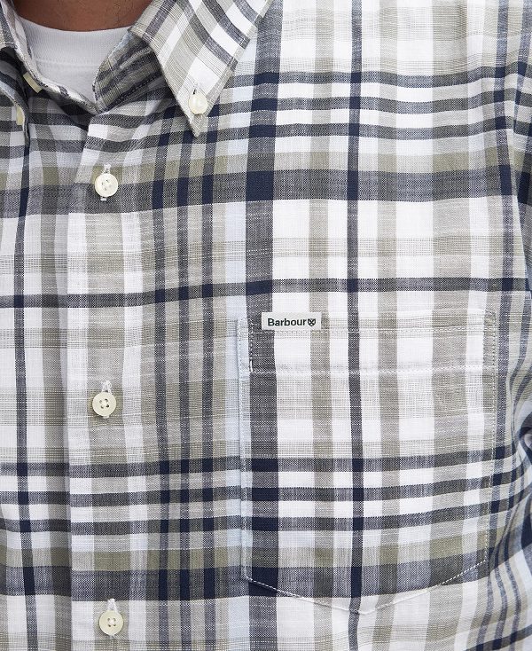 Barbour Hartley Regular Short-sleeved Checked Shirt Ελιά | BABO87731