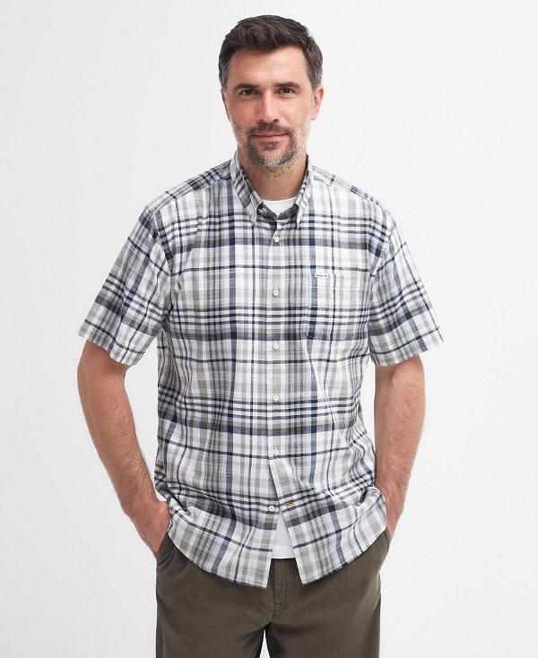Barbour Hartley Regular Short-sleeved Checked Shirt Ελιά | BABO87731