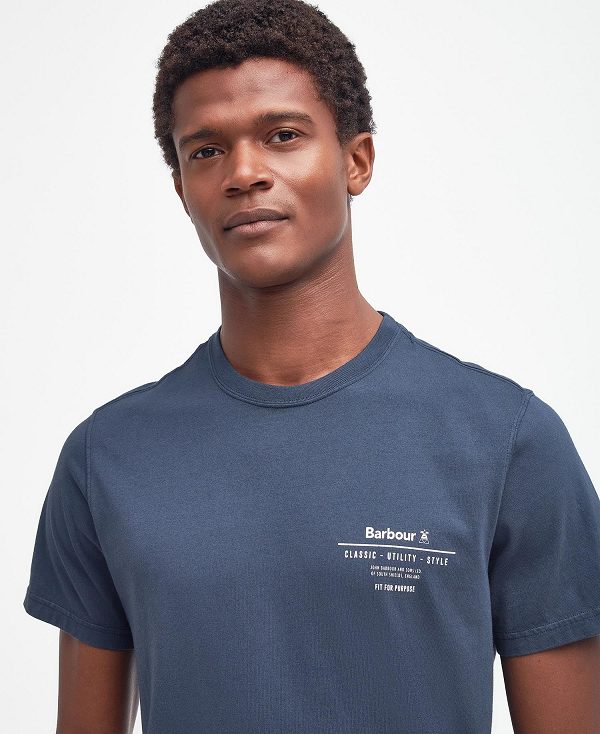 Barbour Hickling Logo T-shirt σκουρο μπλε | BABO88305