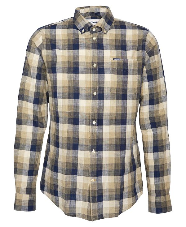 Barbour Hillroad Tailored Long-sleeved Shirt Ελιά | BABO87693