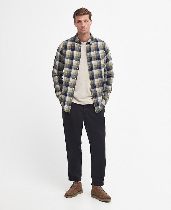 Barbour Hillroad Tailored Long-sleeved Shirt Ελιά | BABO87693