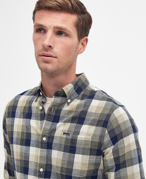 Barbour Hillroad Tailored Long-sleeved Shirt Ελιά | BABO87693