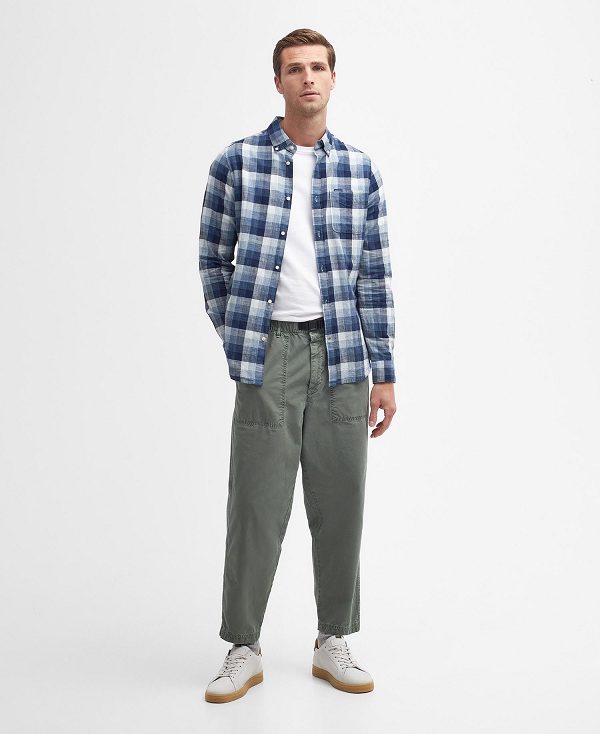 Barbour Hillroad Tailored Long-sleeved Shirt σκουρο μπλε | BABO87694