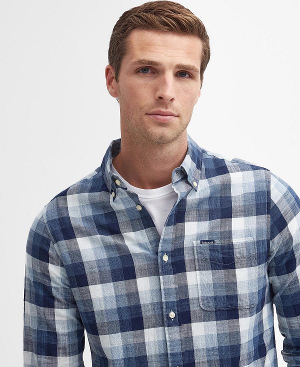 Barbour Hillroad Tailored Long-sleeved Shirt σκουρο μπλε | BABO87694