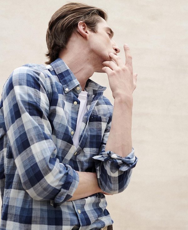 Barbour Hillroad Tailored Long-sleeved Shirt σκουρο μπλε | BABO87694