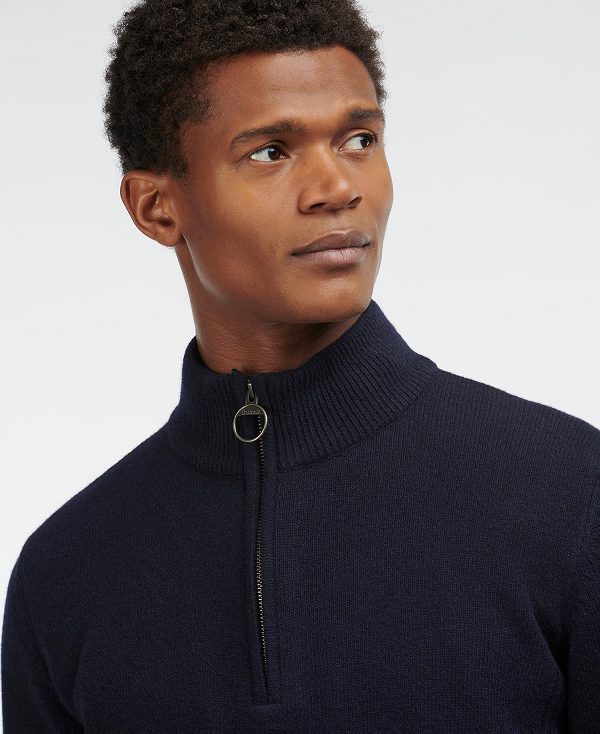Barbour Holden Half Zip Sweater σκουρο μπλε | BABO88579