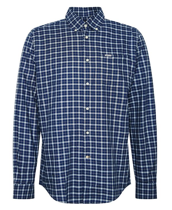 Barbour Howard Tailored Long-sleeved Shirt σκουρο μπλε | BABO87721