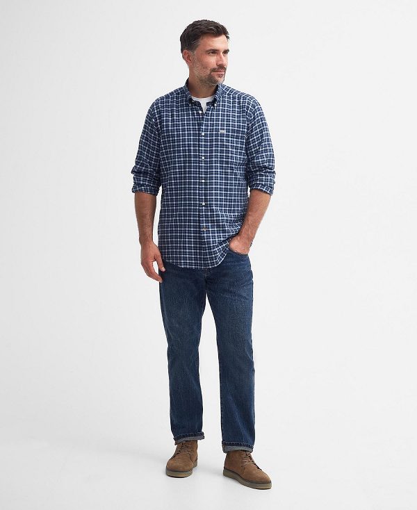 Barbour Howard Tailored Long-sleeved Shirt σκουρο μπλε | BABO87721