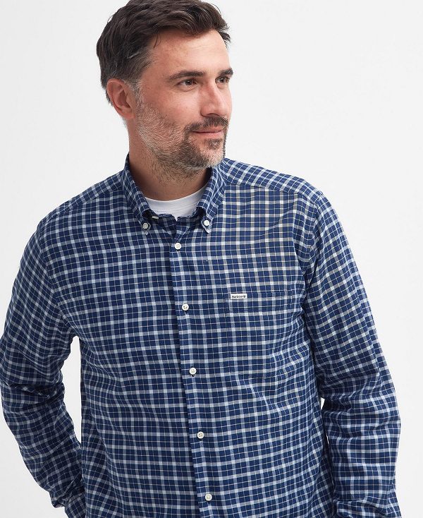 Barbour Howard Tailored Long-sleeved Shirt σκουρο μπλε | BABO87721