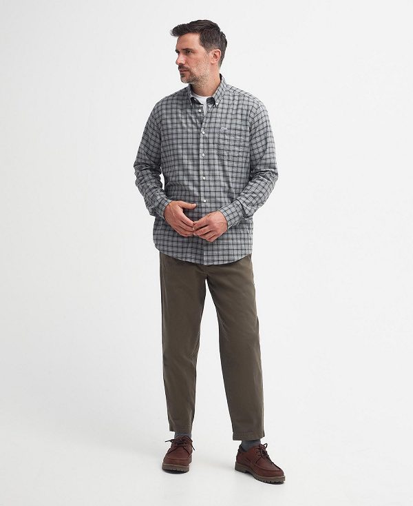Barbour Howard Tailored Long-sleeved Shirt γκρι | BABO87722