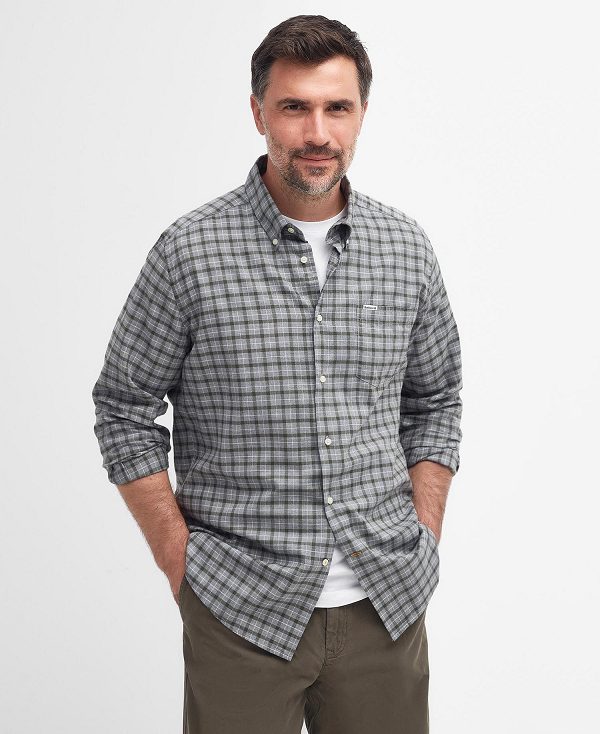 Barbour Howard Tailored Long-sleeved Shirt γκρι | BABO87722