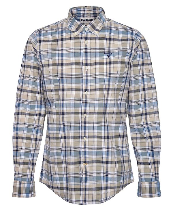 Barbour Hutton Tailored Long-sleeved Shirt μπλε | BABO87711