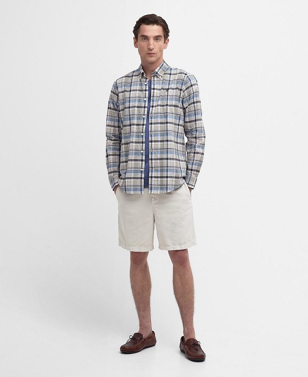 Barbour Hutton Tailored Long-sleeved Shirt μπλε | BABO87711