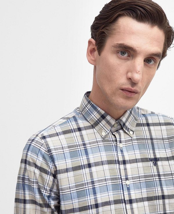 Barbour Hutton Tailored Long-sleeved Shirt μπλε | BABO87711