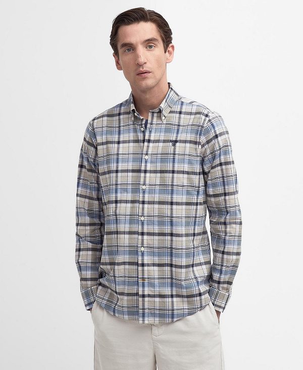 Barbour Hutton Tailored Long-sleeved Shirt μπλε | BABO87711