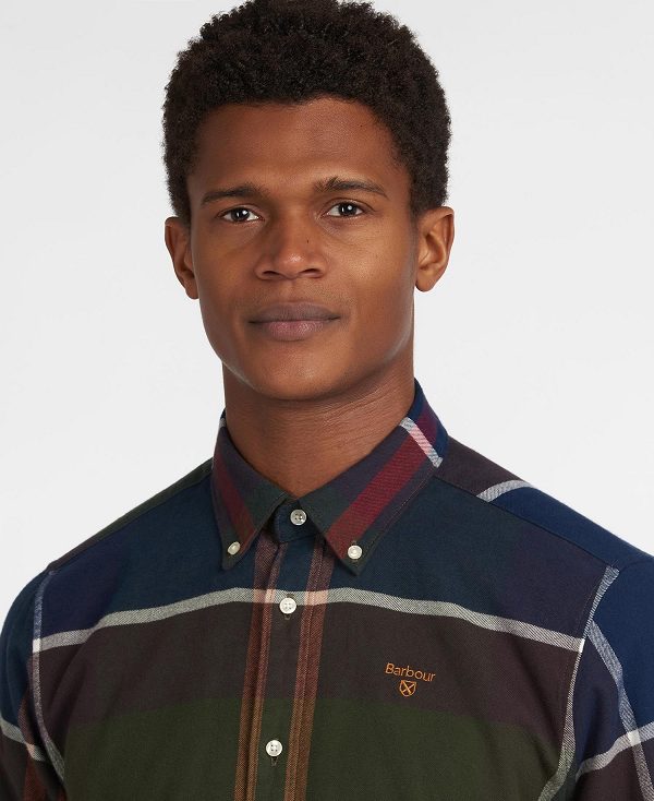 Barbour Iceloch Tailored Fit Shirt μπλε γκρι | BABO87862