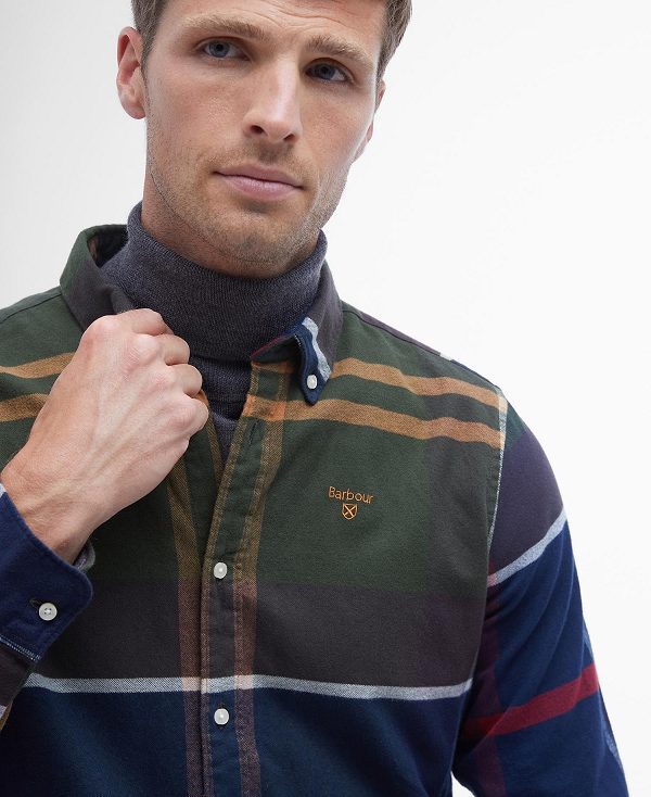 Barbour Iceloch Tailored Fit Shirt μπλε γκρι | BABO87862