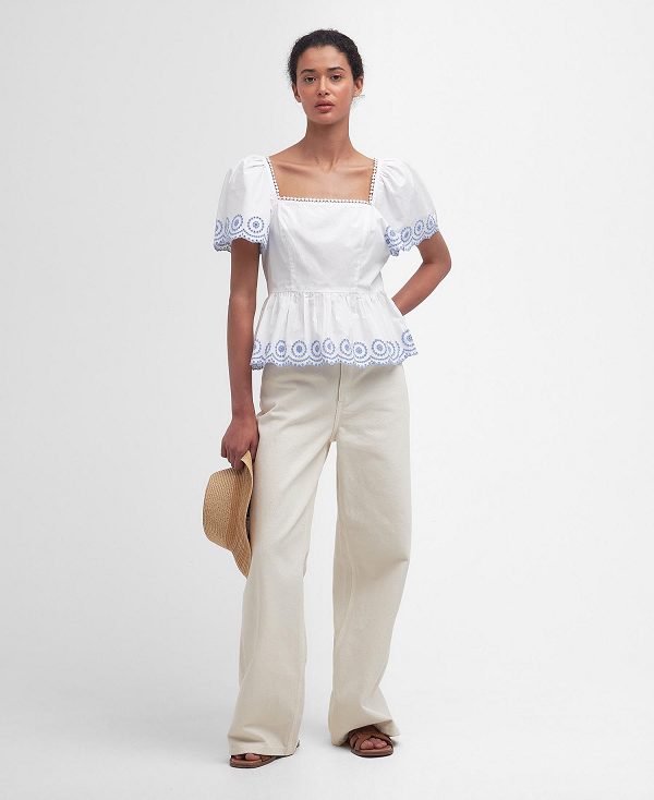 Barbour Joy Peplum Blouse ασπρα | BABO89493