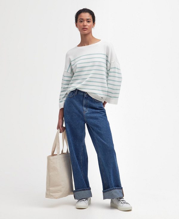 Barbour Kayleigh Striped Crew Neck Jumper μπλε | BABO89699