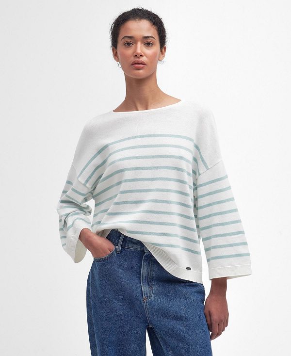 Barbour Kayleigh Striped Crew Neck Jumper μπλε | BABO89699
